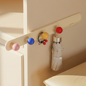 Retractable Kitchen Hooks Cream White 3 Hooks TPE Material Wall Mounted For Cabinet <b>Door</b> Bathroom Living Room Bedroom Office - Product Image 3
