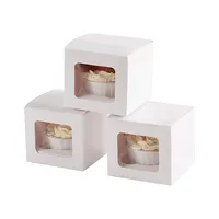 Mini caixa de embalagem de papel do bolo 12x12x6, embalagem personalizada barata de papel de cozimento de casamento, 2 4 6 12 furos, caixa de cupcake de janela única