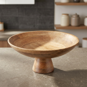 Bol sur piédestal en bois SB-032 |   Décoration d'intérieur artisanale à motifs animaliers |   Ensemble de 3 pièces |   Design moderne du milieu du siècle |   Aqudus Saleem - Product Image 2