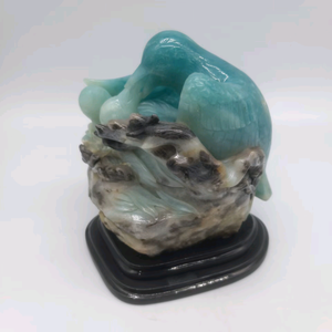 Sculpture d'oiseau en quartz bleu, art populaire, pour cadeaux de fêtes BJ427 - Product Image 2