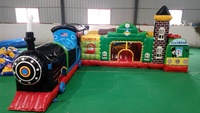 WINSUN Combo Train Gonflable Parc de Divertissement Ignifuge et Imperméable Taille Personnalisable Château Gonflable et Trampoline en PVC