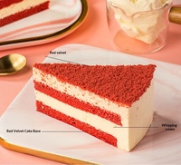 Gâteaux Mousse Triangulaires Red Velvet 8 pouces en Gros, Crème Animale, Gâteau Congelé en Boîte, Pâtisserie Café, Dessert Restaurant Occidental, Pause Thé
