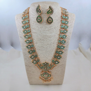 Elegant Ensemble Brass Gold Plated Zircon Necklace & Earrings <b>Set</b> Latest Designed Wedding Engagement Party Jewelry for Women - Product Image 1