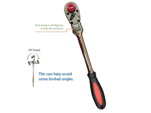 Llave de Trinquete Extensible de 3/8 Pulgadas con Acabado Cromado Pulido, Mango Ergonómico e Integración LED - Product Image 4