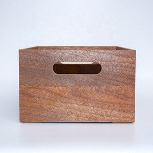 Antiker hölzerner Aufbewahrungskisten-Rechteck-Desktop-Organizer im japanischen Stil für Stoffbuch-Kleinigkeiten mit geschnitztem Griff - Product Image 6