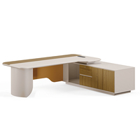 Conception personnalisée Ensemble de mobilier de bureau en forme de L pour patron Table de direction avec petite armoire de rangement