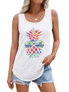 Spandex/ropa de mujer de algodón para mujer suelta Fit Casual Flowy Tank Tops cuello redondo moda sin mangas verano Tops ropa fuera - Product Image 6