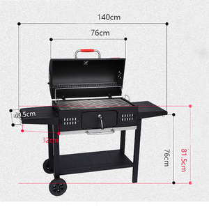 Barbecue à charbon de bois JIN PENG robuste avec chariot intégré, fumoir à granulés et rôtissoire pour cuisine extérieure, patio et fêtes - Product Image 3