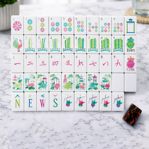 ชุดไพ่นกกระจอกพร้อมกระเป๋าพกพาแบบพรีเมียม ชุดไพ่นกกระจอกอเมริกัน ชุดเกมไพ่นกกระจอกสีขาวสลักลาย ทนทาน กันน้ำ สำหรับใช้ในบ้าน - Product Image 3