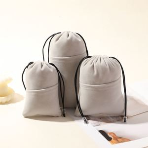 Sac en velours à cordon de serrage de haute qualité, 9*14 cm, sac en peluche doux et confortable, pochette de rangement pour bijoux - Product Image 2