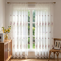 COSENNATUR Rideaux Voilages Floraux Brodés Élégants Filtrant la Lumière pour Salon et Chambre à Coucher