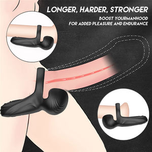 Cinturón de castidad Masturbador Eyaculación retardada Anillo de pene Juguetes sexuales Testículo Vibrador Anillo de pene para hombres Anillo de pene Vibrador - Product Image 5