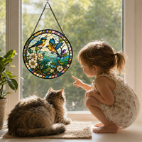 Mavi ve Beyaz Dalgalar Vitray Pencere Asılı Güneş Yakalayıcı Hediyeler 9*9cm/16x16cm/20x20cm/25x25cm/30x30cm