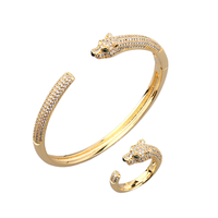 Nouveau Bracelet Jonc Zircon Micro-Incrusté Vert Simple, Design Léopard Tendance, Bijou Décontracté Personnalisé pour Hommes et Femmes