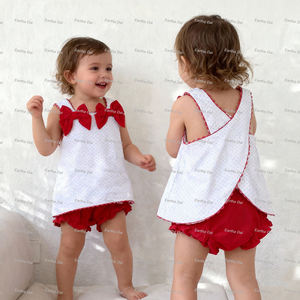 Set di Abbigliamento Estivo per Bambine Ric Rac 2026, Vendita all'Ingrosso, 100% Cotone, Set Pannolini con Monogramma per Neonata - Product Image 2