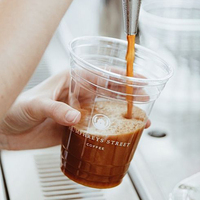 Gobelets en Plastique PET Transparents Personnalisables 16oz pour Boissons Froides et Café Glacé, avec Couvercles Plats