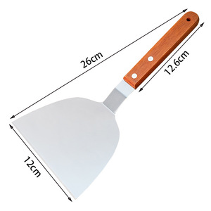 DF30 0630 Spatule et racloir à smash burger en acier inoxydable à prix d'usine, manche en bois, résistant à la chaleur, outils de barbecue - Product Image 1