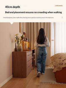 طاولة تسريح بتصميم إسكندنافي مع أدراج وخزانة تخزين مدمجة، طاولة مكياج بسيطة لغرفة النوم، خزانة تخزين بجانب السرير، مكتب زاوية من الخشب الصلب - Product Image 4