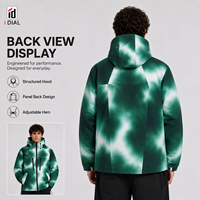 Veste d'extérieur tendance tie-dye verte pour homme, coupe-vent légère, capuche réglable, poches utilitaires, veste à capuche personnalisée
