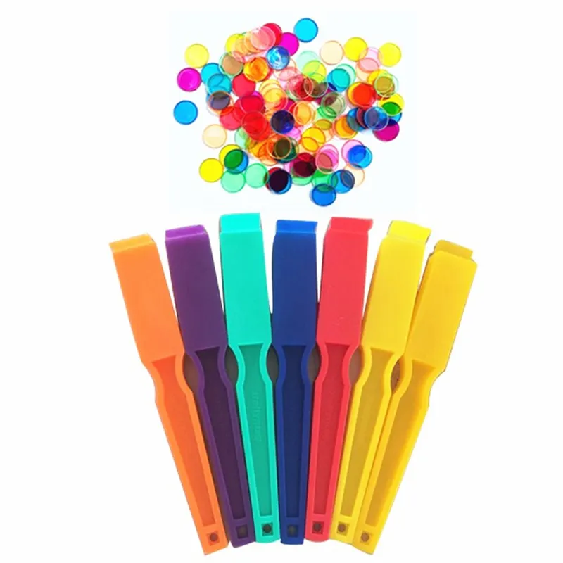 Bingo Magnetic Wand Với 100 Chip, 5 Bộ Màu Đỏ, Xanh Lá Cây, Vàng, Tím Và Xanh Dương Cho Mỗi Đơn Hàng