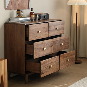 Mobile Moderno e Semplice in Legno Massello di Noce Nero Nordamericano, Lusso Leggero, Multifunzionale con Sei Cassetti per <span class=keywords><strong>Soggiorno</strong></span> e Camera da Letto - Product Image 2