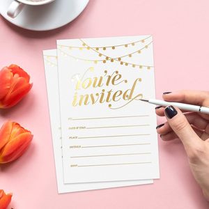 Gold Foil Traditional <strong>Invitations</strong> Party <strong>Invitation</strong> You Are Invited Cards for Wedding Baby and Bridal Shower - Product Image 5