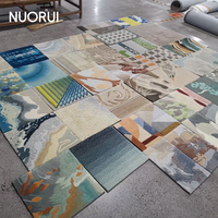 Tapis en laine sculpté 3D sur mesure, motif floral moderne style aquarelle, pour bureau de direction, hôtel de luxe, projet de salon