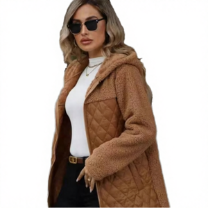 Abrigo largo de invierno para mujer, de alta calidad, con capucha y cinturón, de felpa, forro de lana y cachemira, para venta al por mayor - Product Image 4