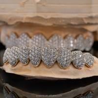 Top 10 Bottom 10 Personnalisation Ensemble de bijoux Hip Hop Grillz plaqué argent et or rose entièrement serti de moissanite à coupe permanente pour les dents