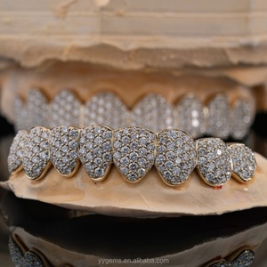 Juego de Joyería Hip Hop con Rejilla Dental Personalizada, Chapada en Plata y Oro Rosa, con Moissanita de Corte Permanente para Dientes, Top 10 y Bottom 10 - Product Image 2