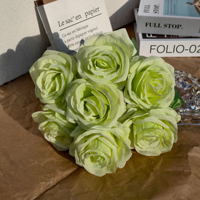 Bouquet de 10 roses en soie artificielles avec tige pour mariage, événements, décoration de table et de la maison