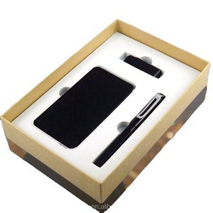 Hot Sales Advertising Promotional Logo Customization Power Bank&Pen& USB Flash Driver Luxury Gift Set