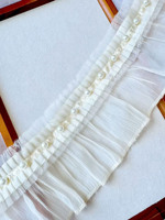 Dentelle plissée 3D en mousseline de soie personnalisée, garniture de col en forme de bouton, accessoires pour vêtements, chaussettes, rideaux
