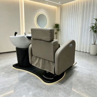 Fauteuil de lavage électrique avec évier et base LED, inclinable, pour salon de coiffure et institut de beauté