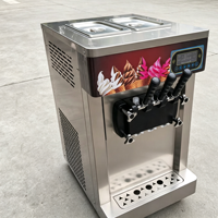 Commerciële aanrechtmodel soft-serve ijsmachine met 3 smaken fruit, snelle koeling, roestvrij staal, GMCC compressor R410a