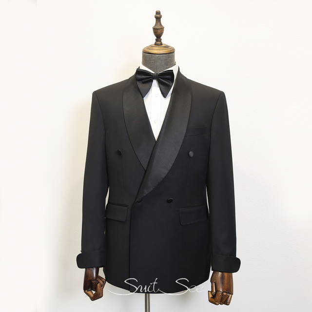 RTS/OEM Classic Black Tuxedo Suit for Man  Custom Anti Wrinkle  Groom Wedding Dress Suit High Quality