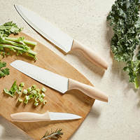 Ensemble de couteaux de cuisine de haute qualité, 6 pièces, acier inoxydable, revêtement antiadhésif, couteau de chef professionnel, couteau Santoku, manche en bois