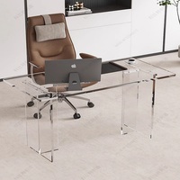 Bureau de direction rectangulaire moderne de luxe personnalisable en acrylique, table d'étude suspendue pour ordinateur portable, table de négociation, table de réunion longue, simple