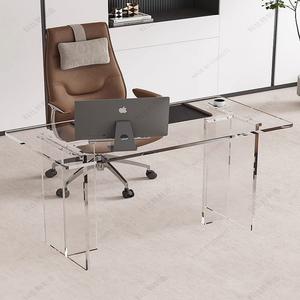 Bureau de direction rectangulaire moderne de luxe personnalisable en acrylique, table d'étude suspendue pour <span class=keywords><strong>ordinateur</strong></span> portable, table de négociation, table de réunion longue, simple - Product Image 2