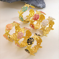 Bracelet ouvert en acier inoxydable en forme de C, style océan estival, avec étoile de mer, coquillage et perle, minimaliste et polyvalent, pour femme
