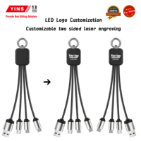 Logo LED personnalisé recto-verso lumineux de forme carrée 3-en-1 logo lumineux lumineux pour imprimante cadeau promotionnel de câble USB