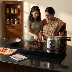 Nouvelle plaque de cuisson multifonction tactile intégrée avec 2 brûleurs, induction gauche, céramique droite, cuisinière électrique, plaque à induction KI02004 - Product Image 4
