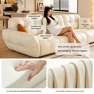 Ji&2025 Nouveau modèle Canapé une place en cuir véritable style crème européen luxe léger pour salon - <span class=keywords><strong>Olympia</strong></span> Multifonctionnel - Product Image 2