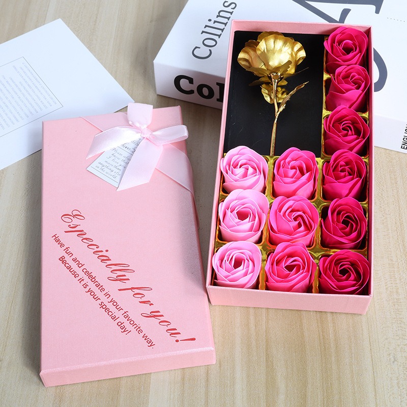 Boîte rose avec rose 24 carats 4#