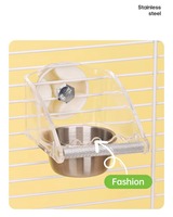 Bol d'alimentation rectangulaire mural transparent anti-éclaboussures avec perchoir, accessoires pour cage à oiseaux pour perruches et calopsittes