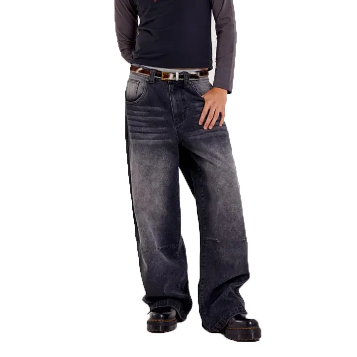 Синяя команда, негабаритные свободные прямые уличные брюки в стиле хип-хоп с боковым карманом на молнии, Мужская рабочая одежда, Стеганные джинсы