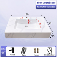 Meuble-lavabo mural sur mesure en pierre frittée sans joint avec miroir intelligent pour salle de bain - Vente en gros