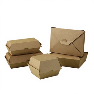 กล่องอาหารแบบอเมริกันสำหรับใส่กลับบ้าน ทำจากวัสดุเกรดอาหาร กล่องเบอร์เกอร์และอาหารจานด่วนแบบใช้แล้วทิ้ง กล่องใส่ขนมและอาหารแบบนำกลับบ้าน - Product Image 1