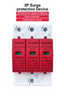 Parafoudre 1000V DC 3P 40kA SPD Dispositif de protection contre les surtensions Protecteur de tension industriel pour système solaire photovoltaïque Certifié CE