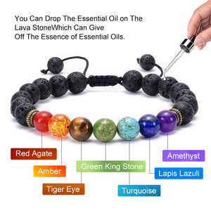 Pierre naturelle <span class=keywords><strong>7</strong></span> Chakra <span class=keywords><strong>Bracelet</strong></span> de pierres précieuses Soulagement de l'anxiété Énergie de guérison Bonne chance Santé <span class=keywords><strong>Oeil</strong></span> de <span class=keywords><strong>tigre</strong></span> Pierre de lave <span class=keywords><strong>Bracelet</strong></span> perlé - Product Image 4